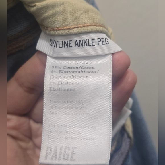 PAIGE Light Blue Ripped Skyline Ankle Peg Jeans - Picture 7 of 12